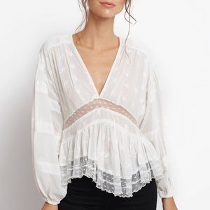 Free People Ivory Lace Long Sleeve Top